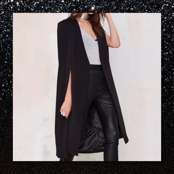 SOLD OUT🆕 Black Midi Length Cape Jacket Cardigan - Picture 2 of 4